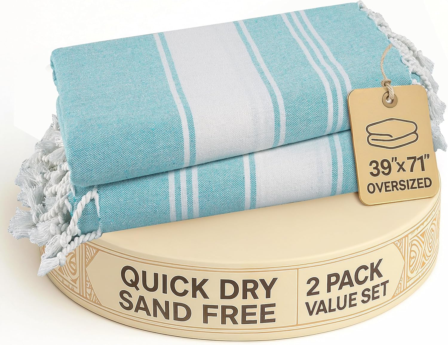 Detalle de LANE LINEN Beach Towel 39"x71" Oversized 2 Pack
