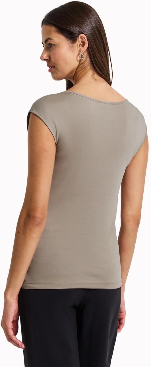 Detalle de Shirt mit Cut-Out – ärmellos, Rundhals, doppellagige Front aus Baumwoll-Modalmix