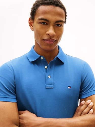 Detalle de Tommy Hilfiger Uomo Maglietta Polo Maniche Corte Slim Fit 1985 Blu Blue Orbit, L