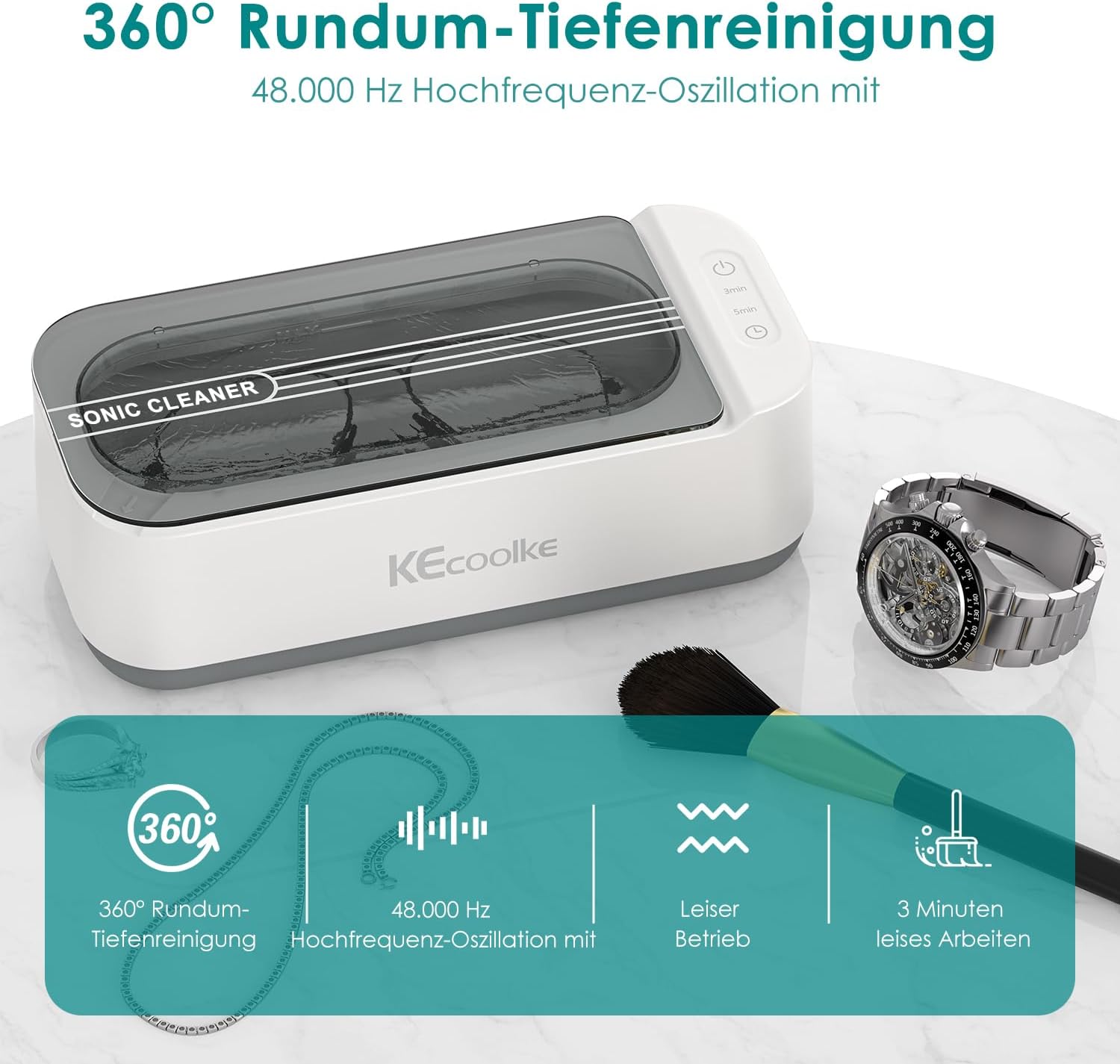 Detalle 2 de KECOOLKE Sonic Cleaner 400 ml 48.000 Hz