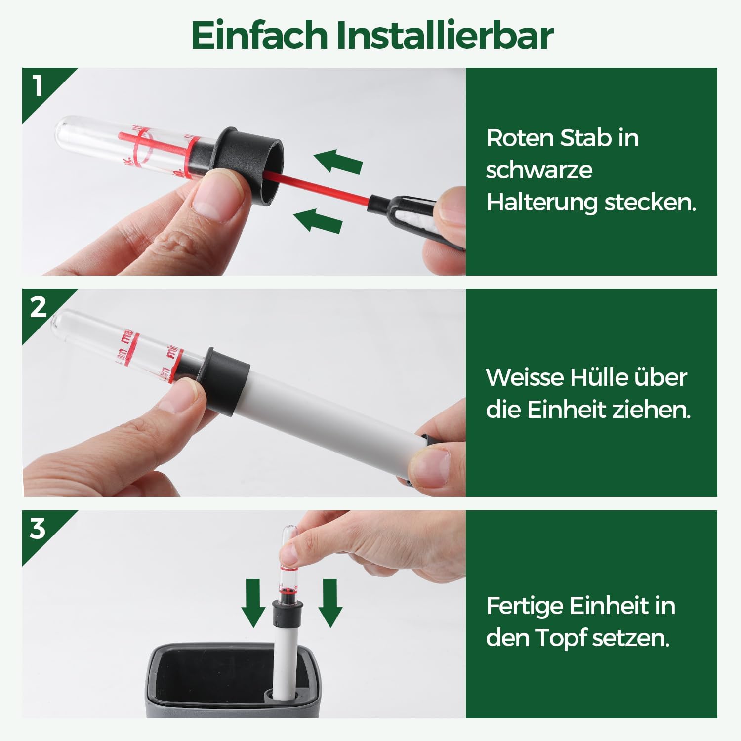 Thumbnail 6 de T4u 3er-Set eckige Selbstbewässerungstopfe (12,5 cm) mit Wasserstandsanzeige in Grau