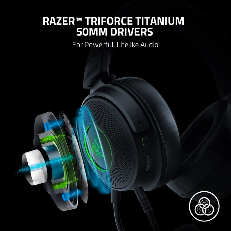 Detalle 2 de Razer Kraken V3 Hypersense 🎧 Auriculares Gaming Negros