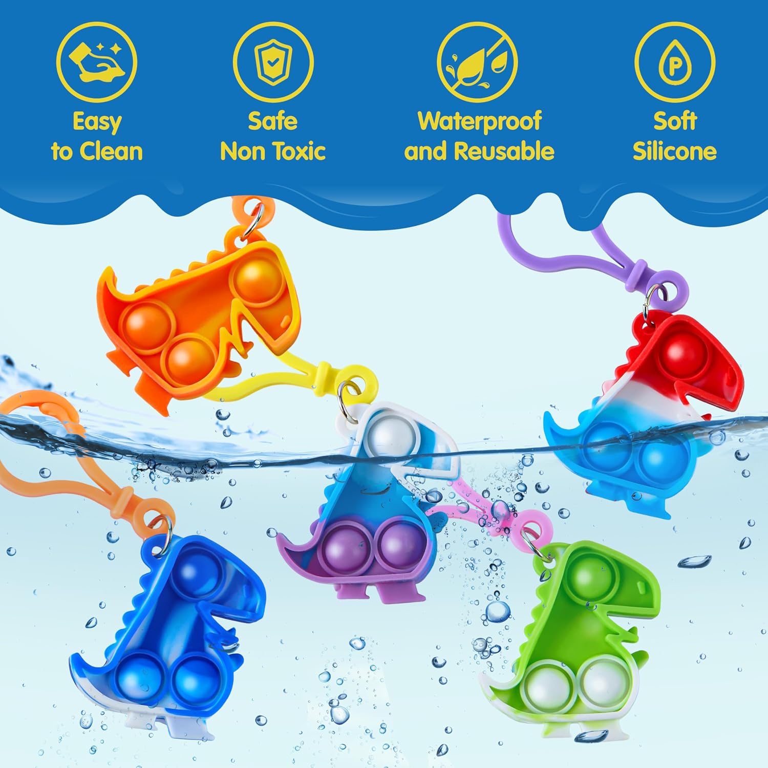Detalle 2 de JOYIN 30 PCS Dinosaur Pop Keychains 1.57
