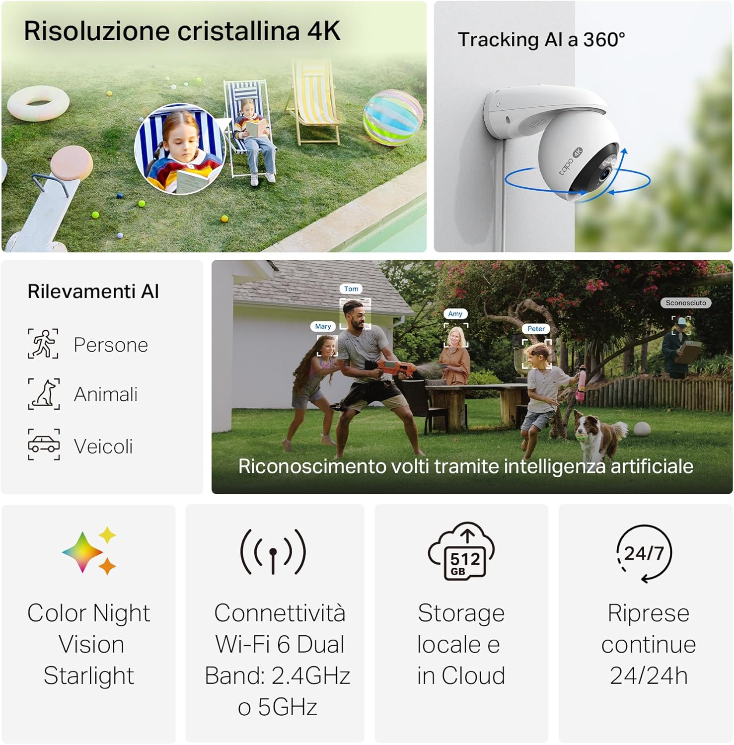 Thumbnail 1 de Tapo C560WS 4K 8MP: Telecamera Esterno PTZ con AI, Visione Notturna a Colori Starlight, IP66 e Wi‑Fi 6