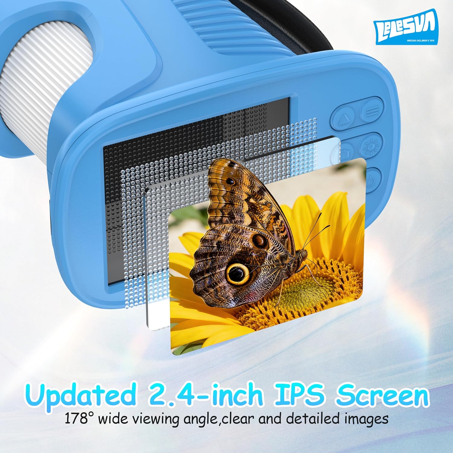 Detalle de Upgrade 2.4’ Screen 4K Kids' Microscope (Blue) – Portable 1000X Handheld Camera Microscope