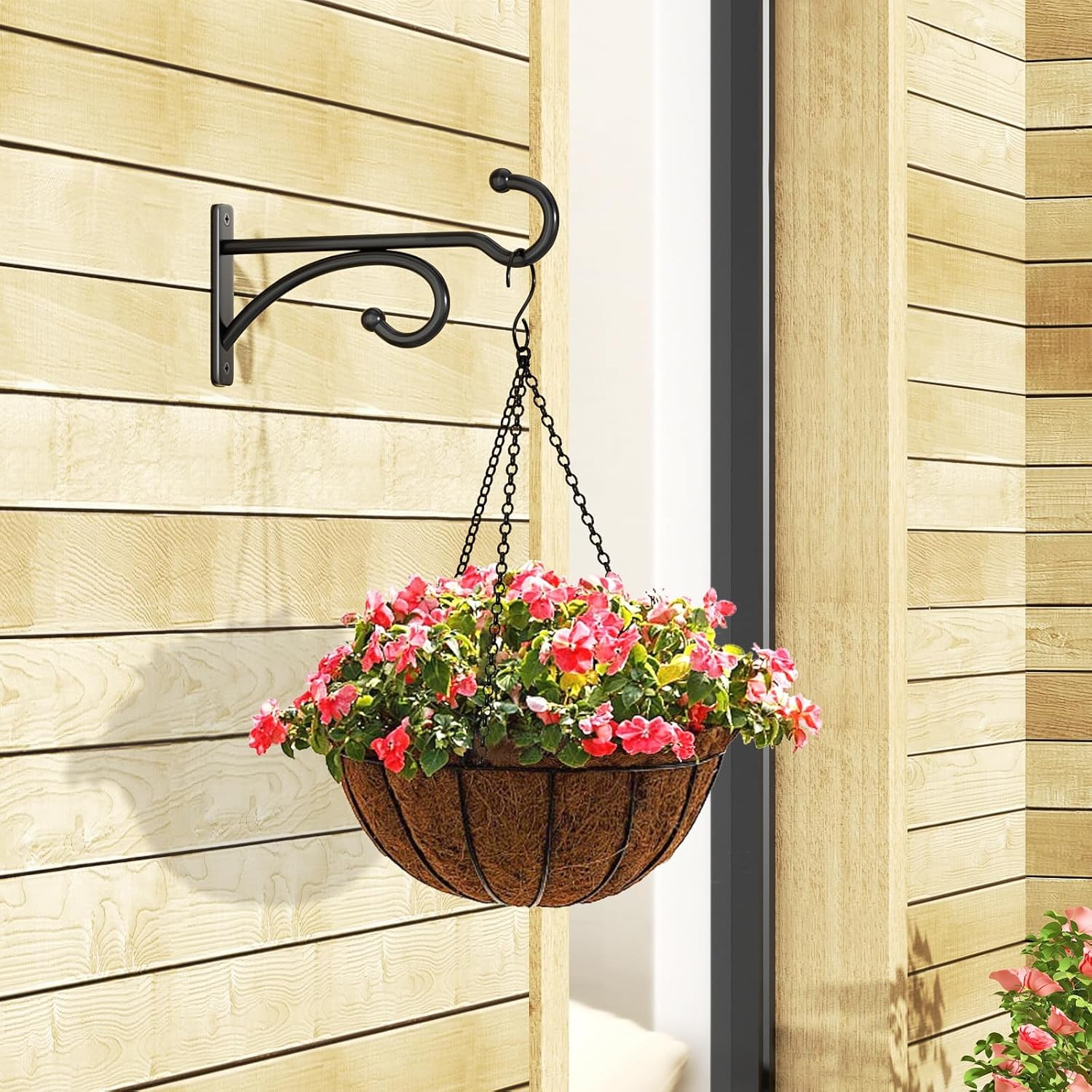 Detalle de 2 Pcs 15cm Planter Hooks for Hanging Plants | Sturdy Black Metal Plant Hanger Hooks (Indoor/Outdoor)