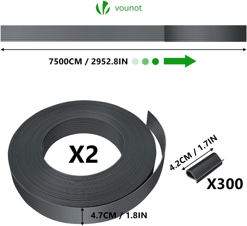 Thumbnail 3 de vounot Kit de lamelles occultantes PVC 150 m x 4,7 cm – Brise Vue avec 300 Clips