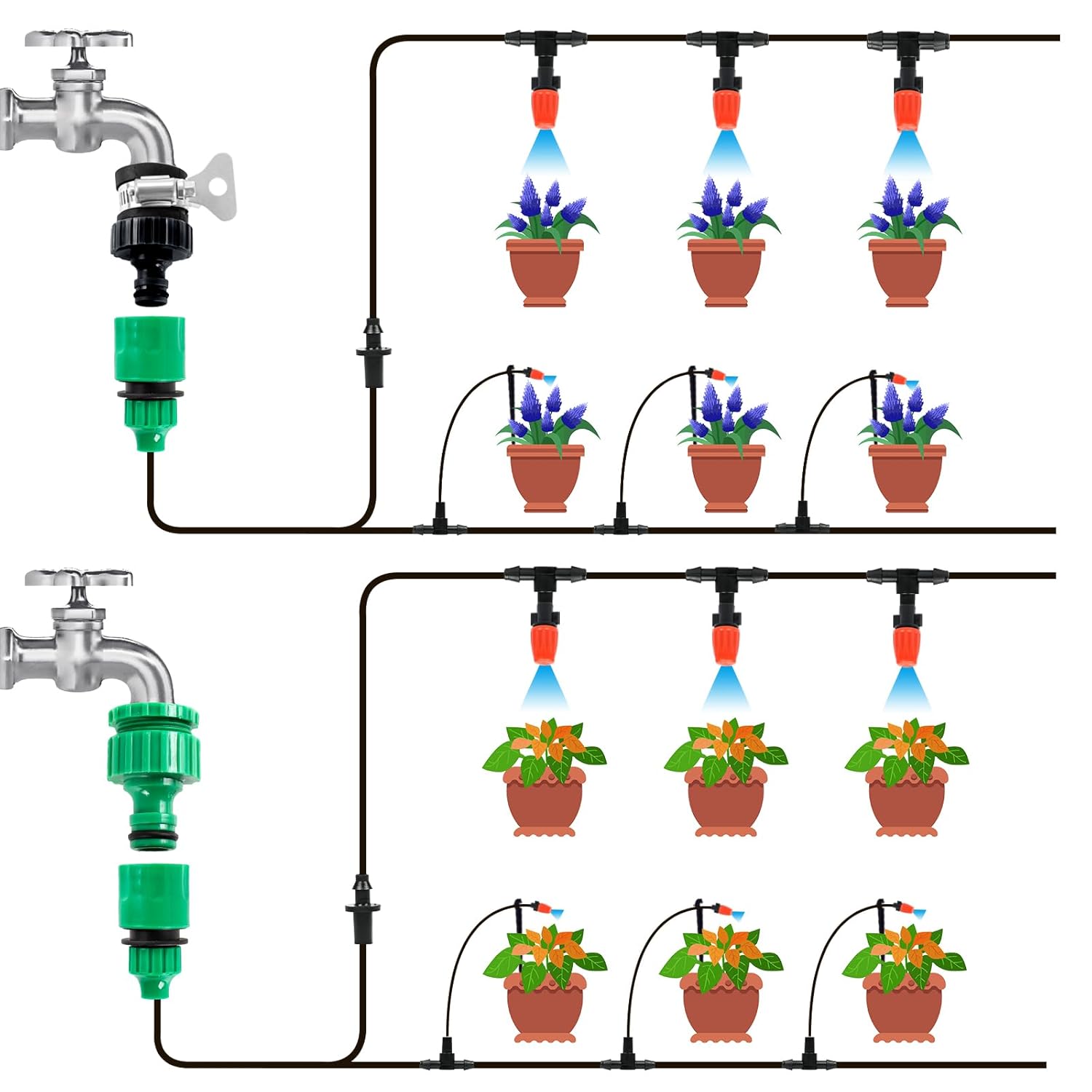 Thumbnail 1 de MIXC 15M Drip Irrigation System Kit — Easy Setup, Water-Saving Auto-Option with Adjustable Sprinklers