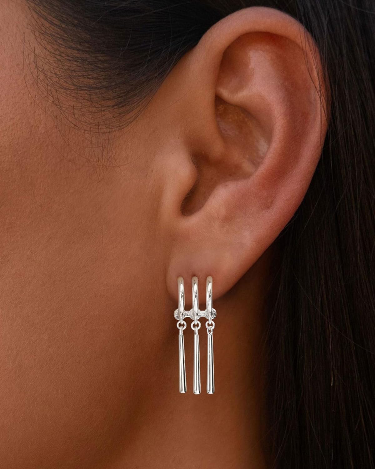 Detalle de HANLI 14K Gold Plated/Silver Triple Dangling Earring Set for Women