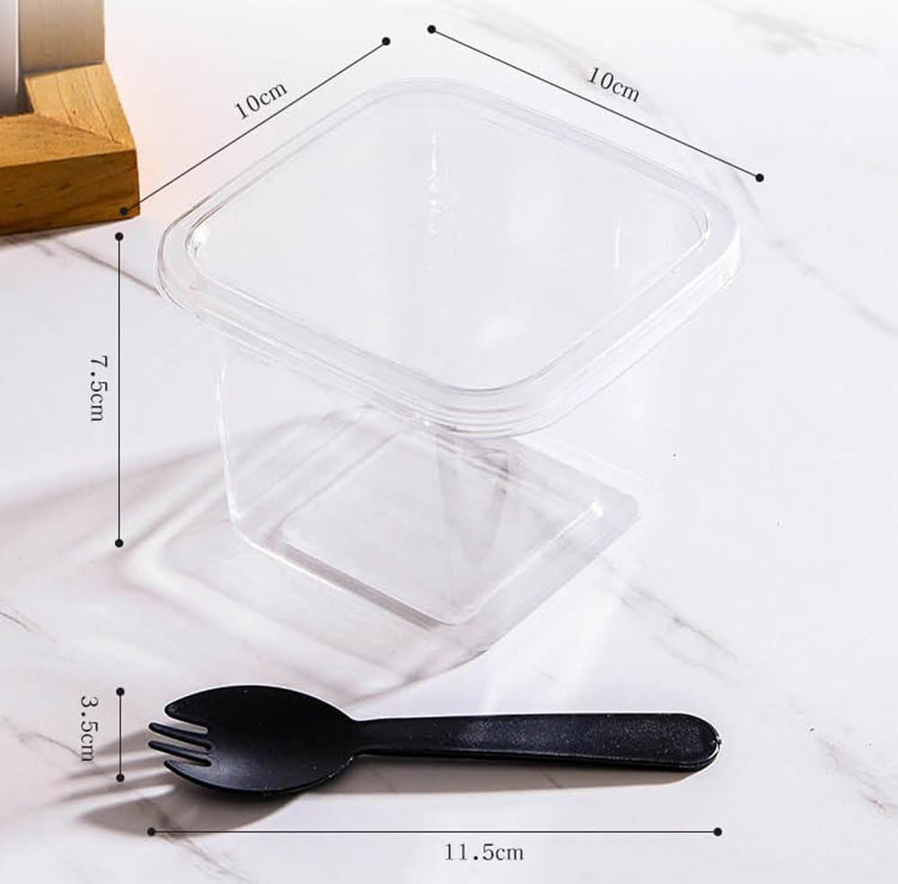 Detalle de P PIPITA 50-Pack 12 oz Square Dessert Cups with Lids and Sporks
