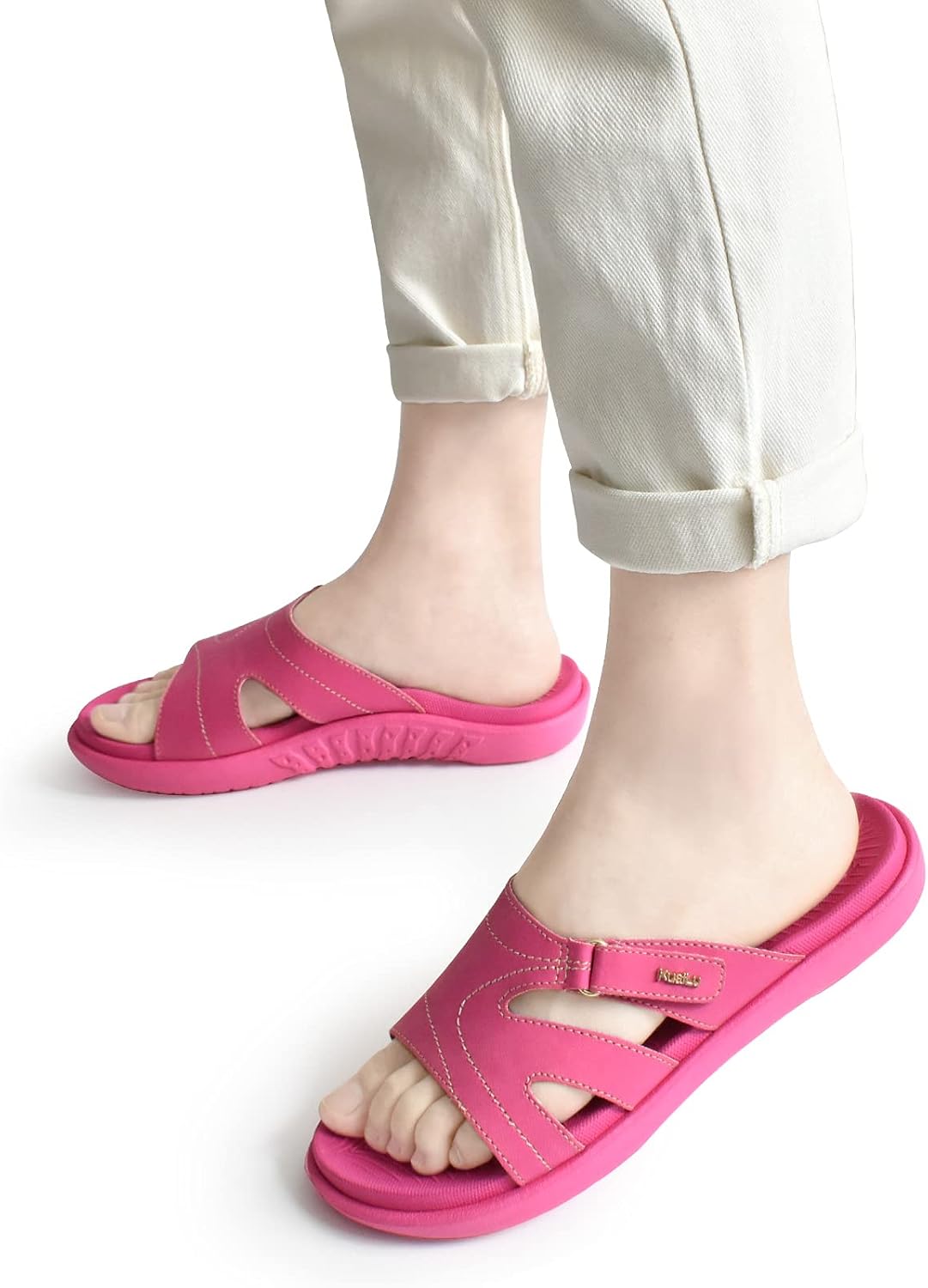 Detalle de KuaiLu Women's Fashion Orthotic Slides: Cushioned, Arch-Support Sandals for Everyday Comfort
