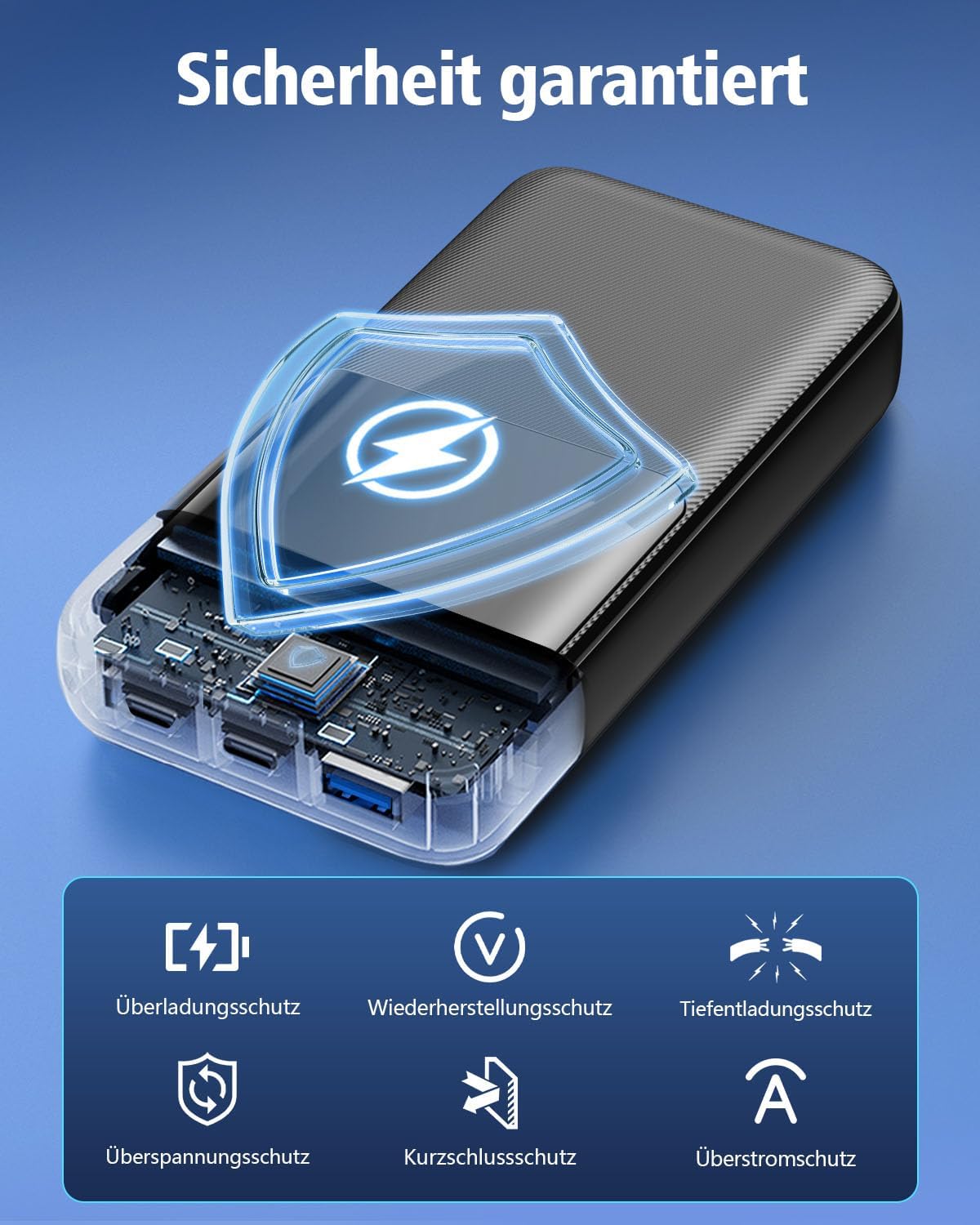 Thumbnail 6 de Power Bank 40.000 mAh mit 22,5 W PD Schnellladung, USB-C & integrierten Kabeln (für iPhone & Android)