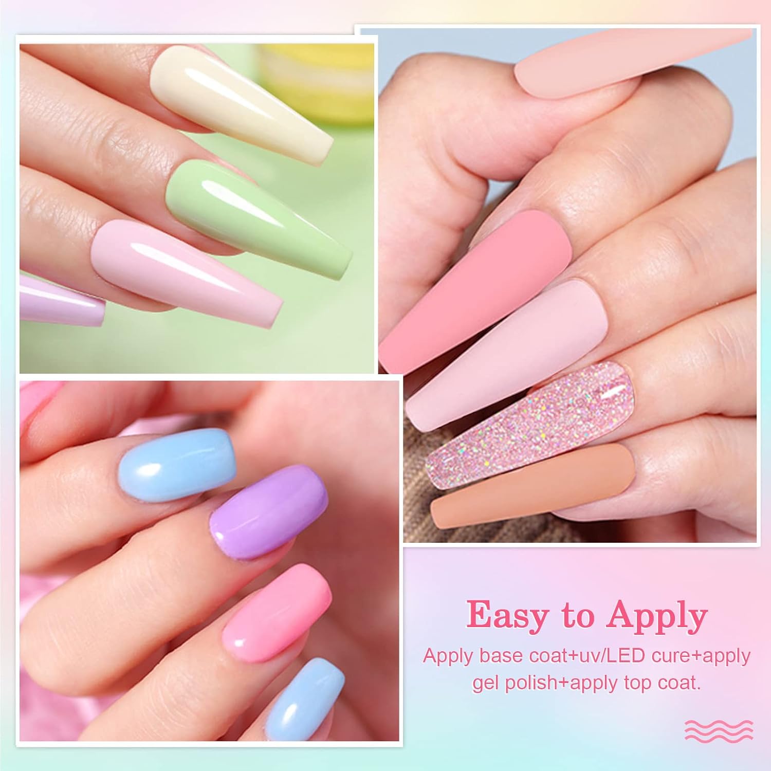 Thumbnail 5 de INPING UV Nagellack – 10 Macaron Pastellfarben Gel-Nagellack-Set für DIY Maniküre