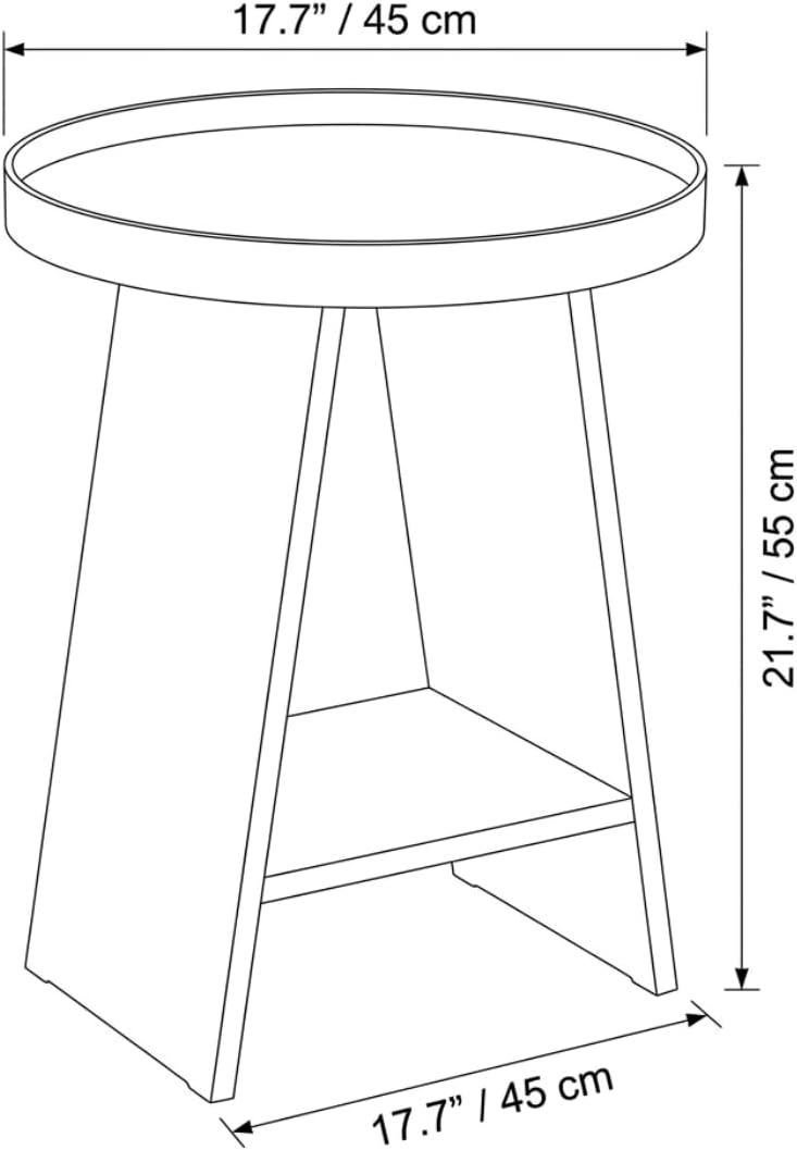 Thumbnail 2 de ZEXVIDA Round End Table with Tray Top (White) - 2-Tier Rustic Side Table for Small Spaces