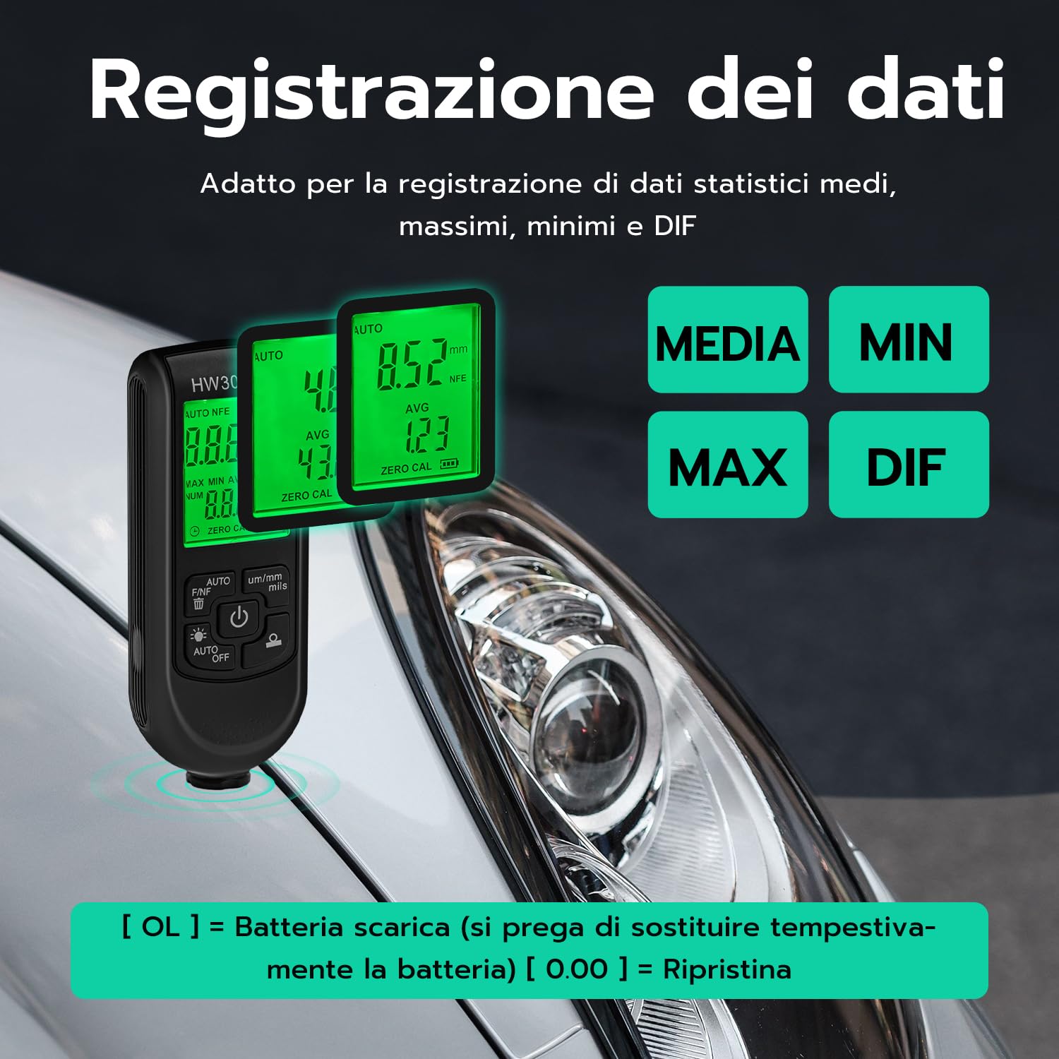 Thumbnail 3 de Tolesum Spessimetro Vernice: Misuratore di Spessore Vernice Digitale per carrozzeria in ferro