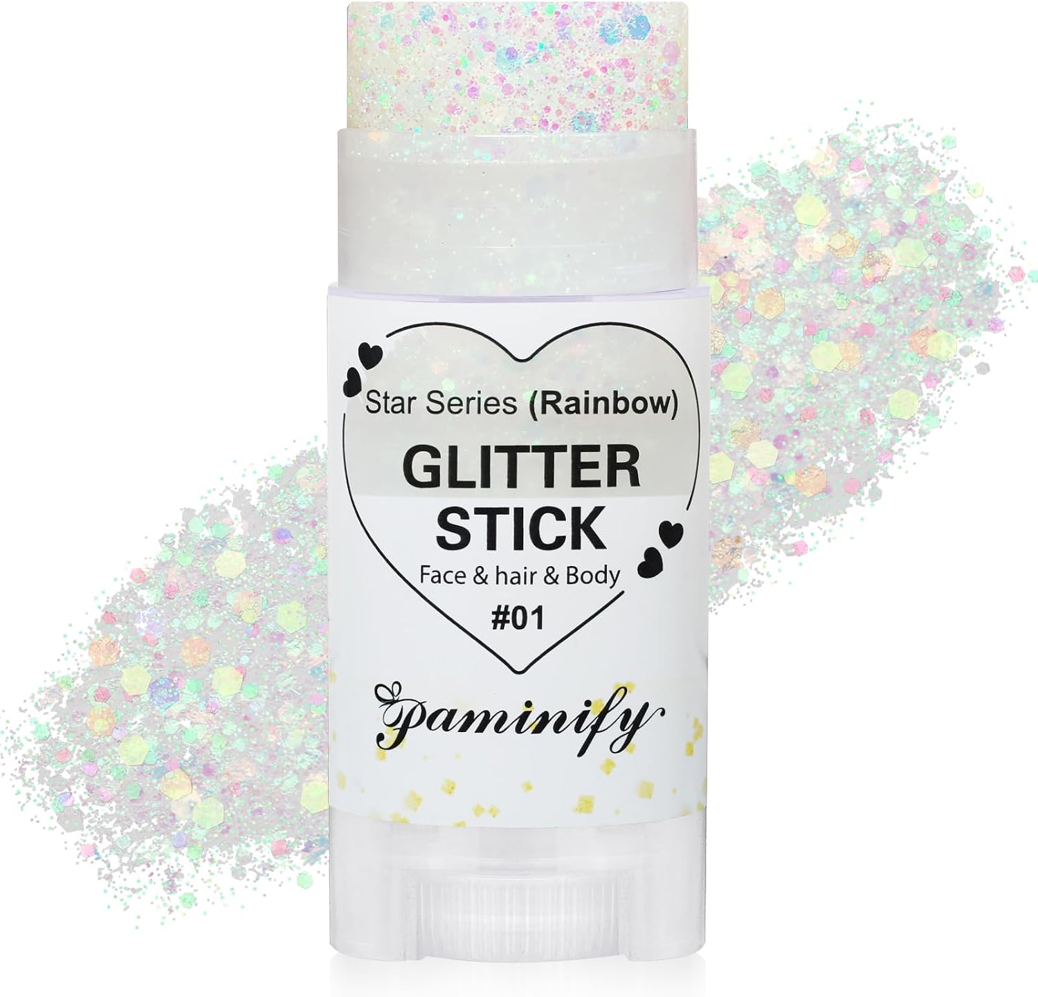 Detalle de paminify Rainbow White Glitter Stick for Hair, Face & Body