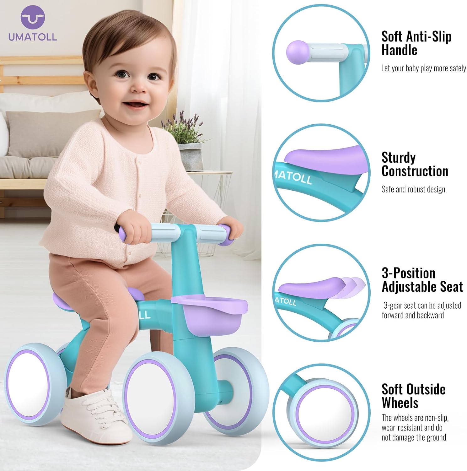 Detalle 2 de Umatoll Kinder-Laufrad ab 1 Jahr 25 kg
