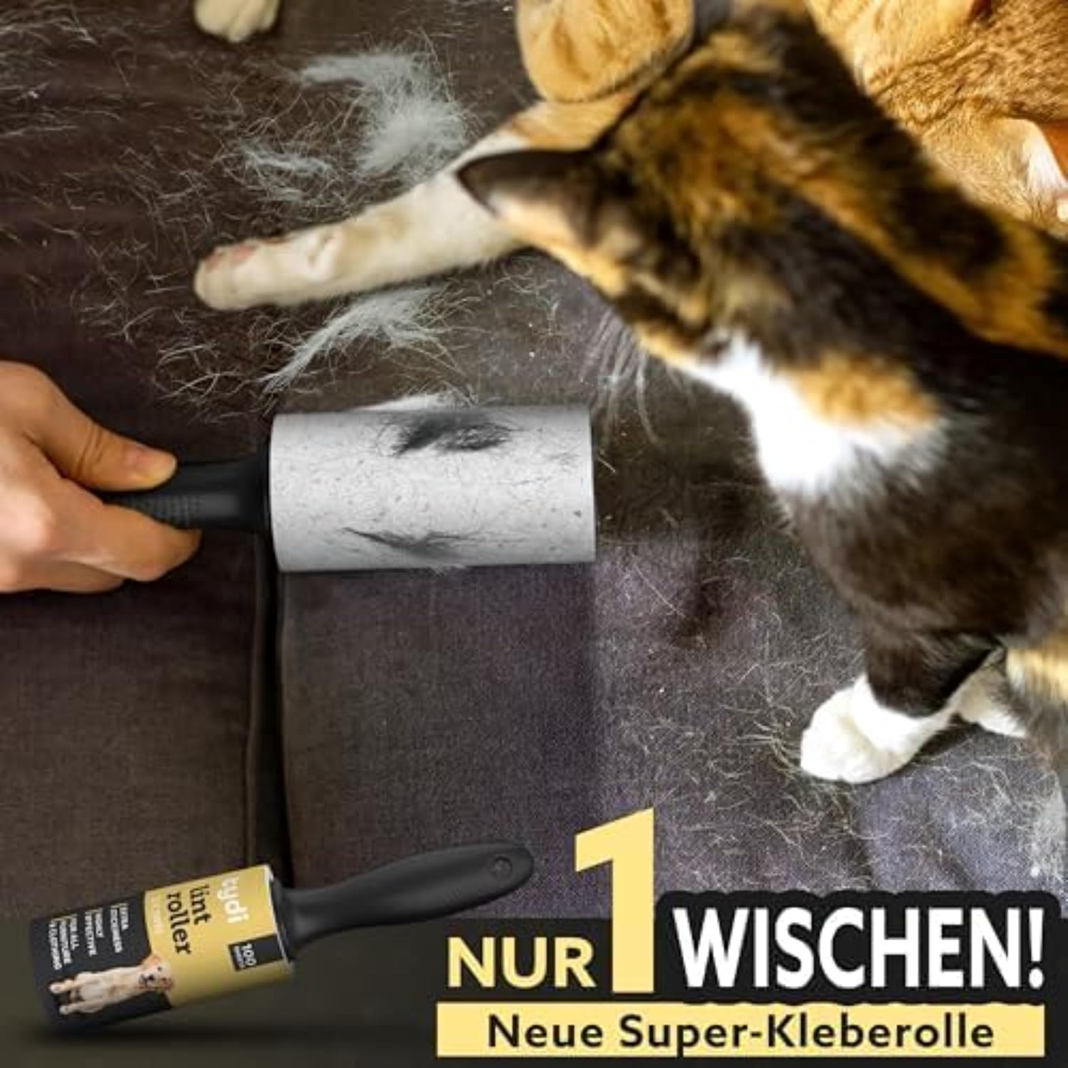Detalle de Tydi Fusselrolle Tierhaare – Extra Stark Klebende Fusselrolle mit 2 Griffen, 500 Blätter – Wiederverwendbare Nachfüllpack
