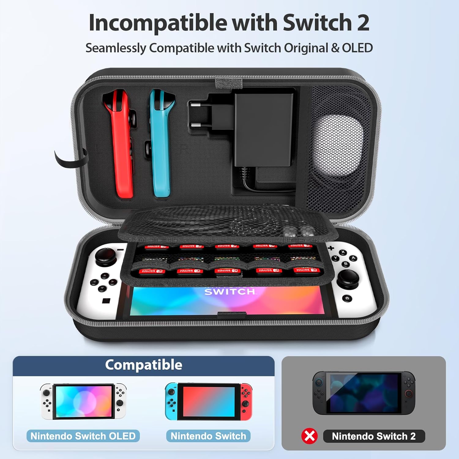 Thumbnail 1 de OIVO Étui Rigide pour Nintendo Switch & Switch OLED – transport et protection avec 20 emplacements