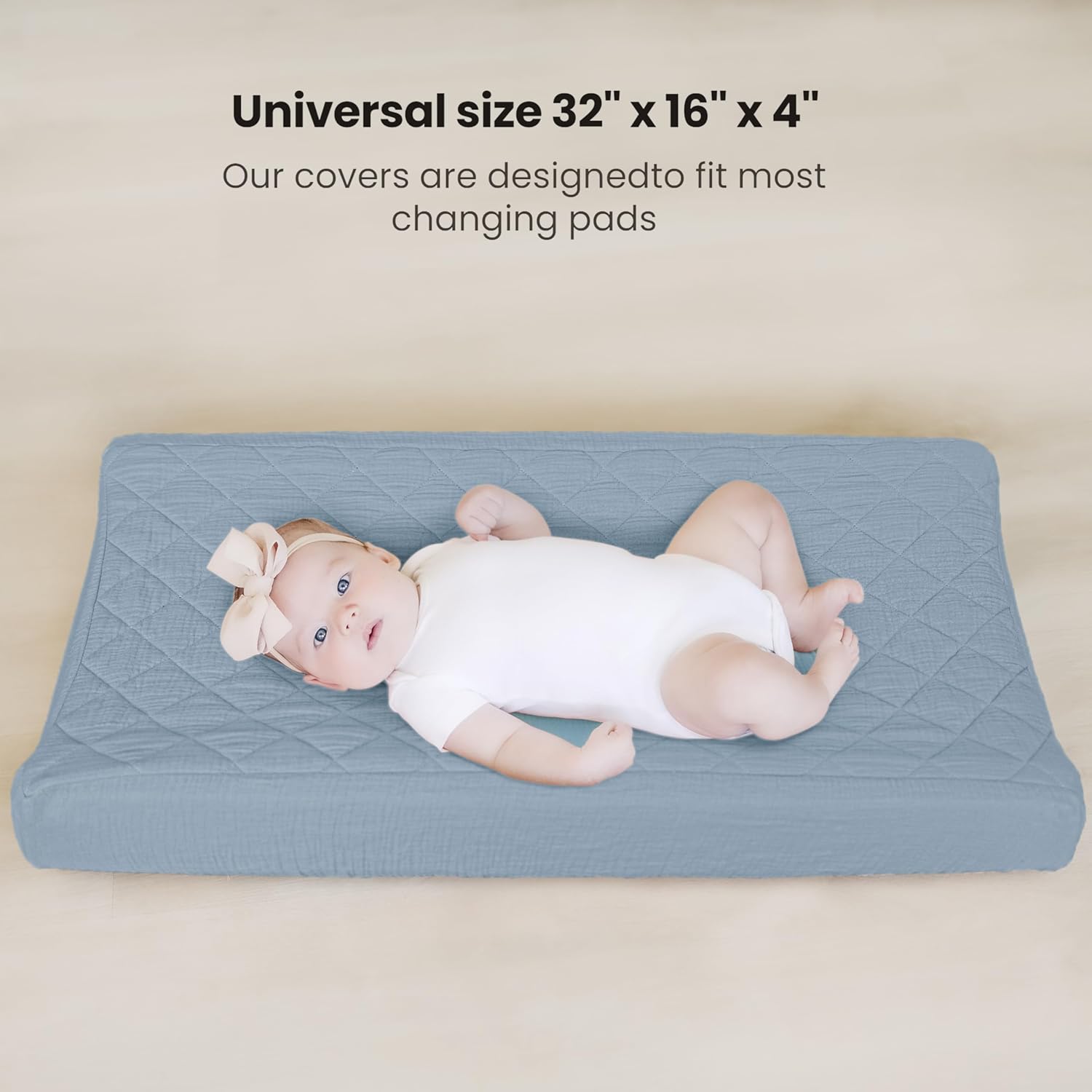 Detalle de Konssy Quilted Muslin Changing Pad Covers 2-Pack