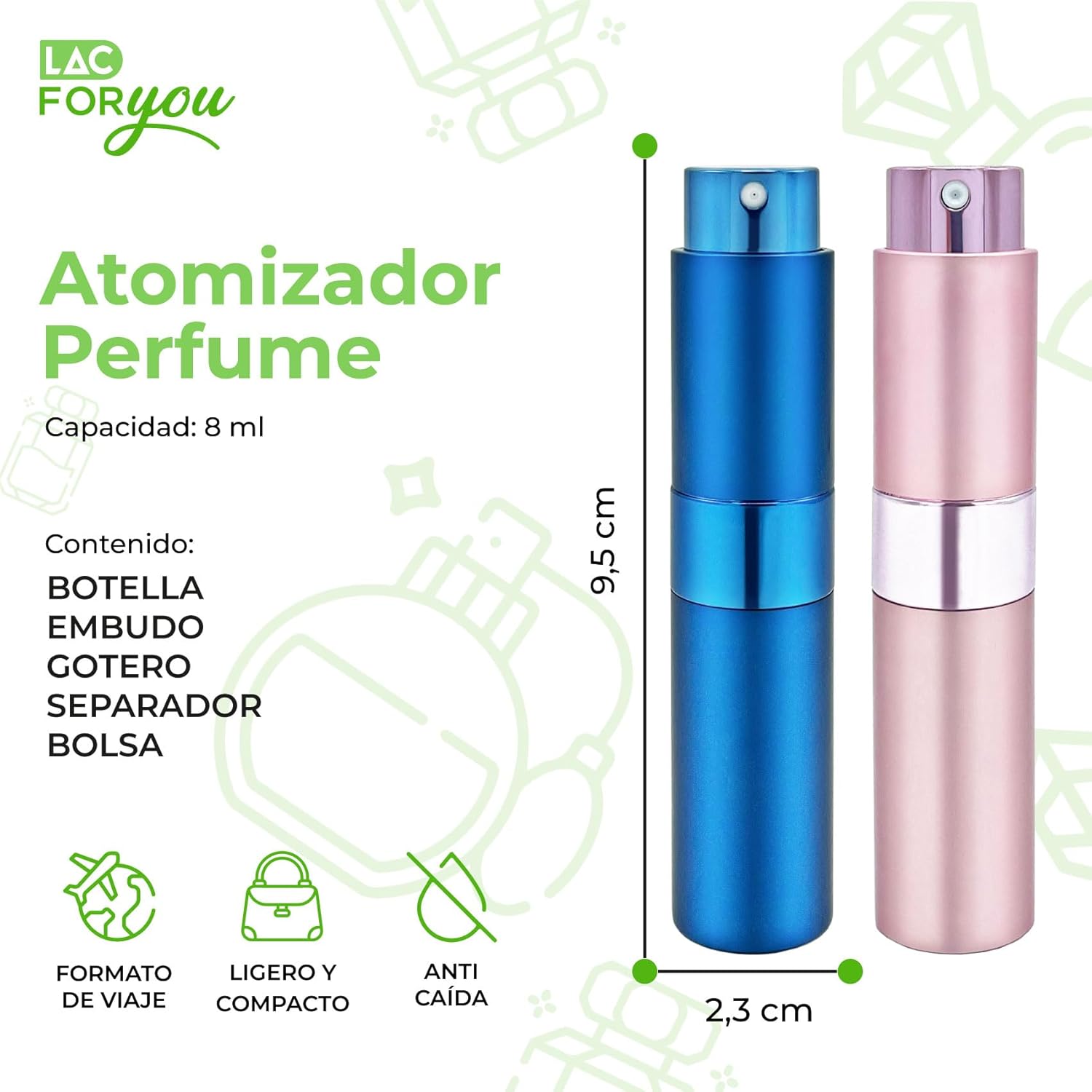 Thumbnail 1 de LAC FOR YOU 2 Atomizador Recargable 8ml ✨ - Viaje Ideal