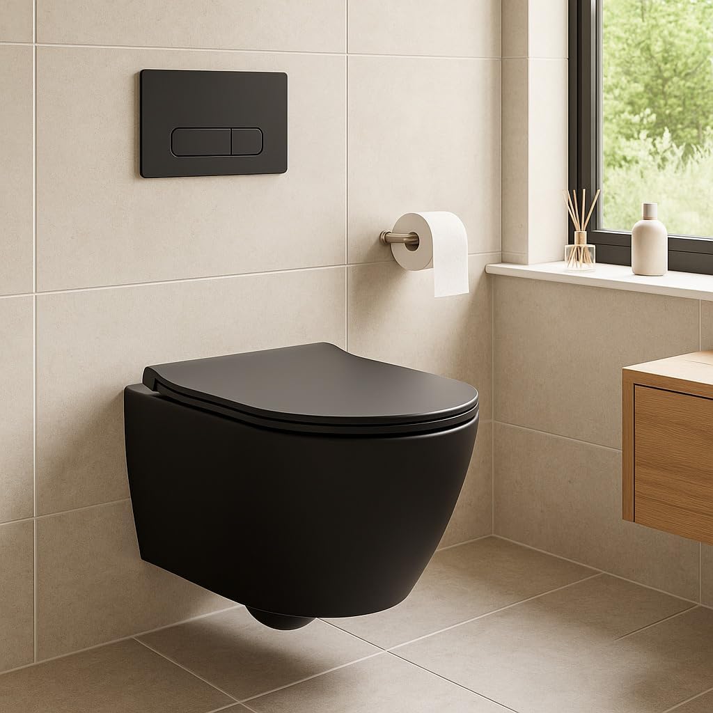 Detalle de Wunderbad Drückerplatte 2‑Mengen Schwarz Matt 🚽