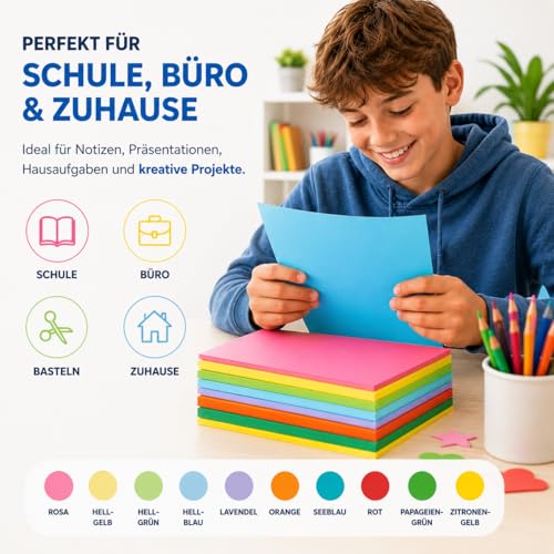 Detalle de 100x Buntes Papier A4 120 g/m² von TK Gruppe Timo Klingler – Bastelpapier bunt