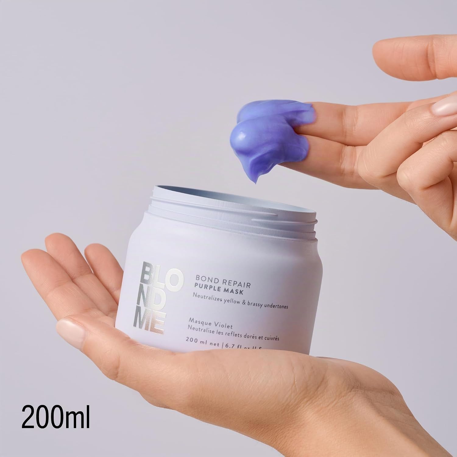 Detalle 2 de Schwarzkopf Professional BLONDME Bond Repair Purple Mask Cool 200 ml – Maschera Viola Riparatore per Capelli Biondi