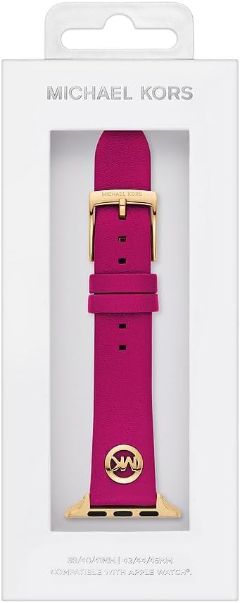 Detalle 2 de Bracelet Michael Kors en cuir ou PVC pour Femme – compatible Apple Watch 38–49 mm (fuchsia)