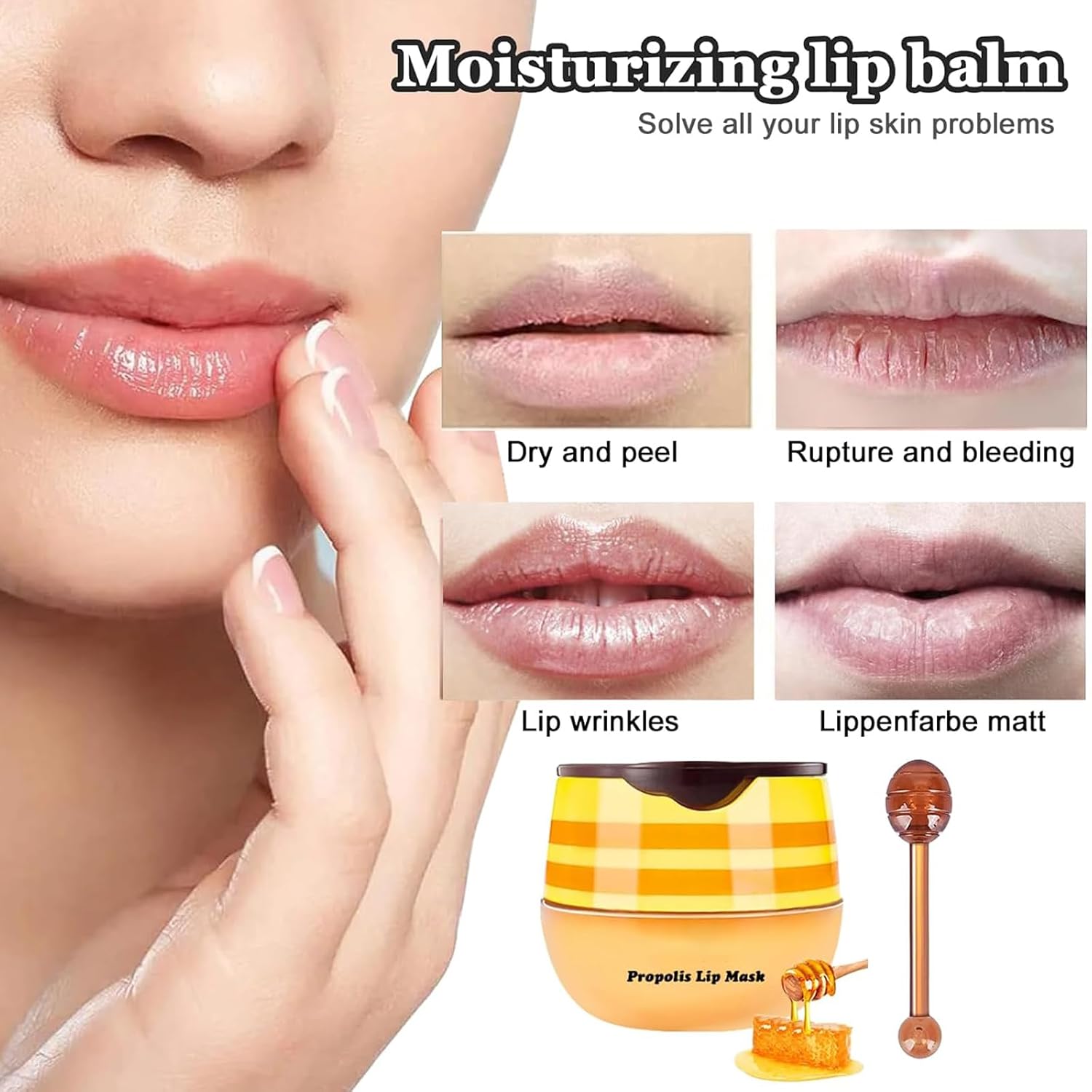 Detalle 2 de PENCHUAN Bee Balm lippenbalsem, set van 4 voor dag- en nachtverzorging