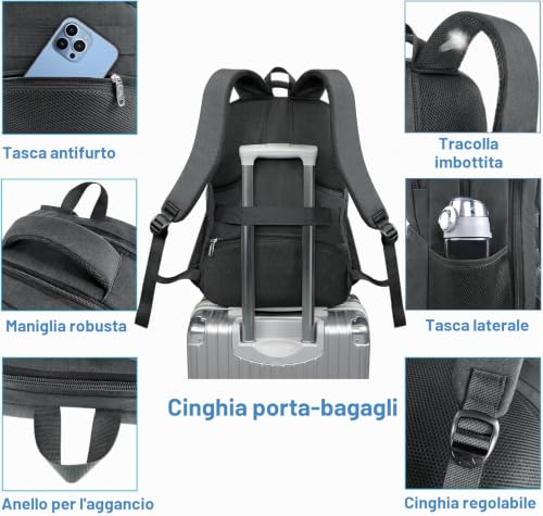 Detalle 1 de MATEIN Zaino porta PC termico da 18 pollici, multitasche e idrorepellente