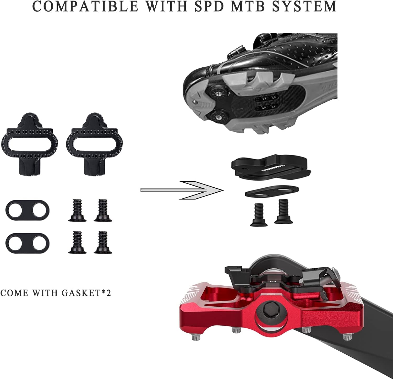 Thumbnail 5 de Pédales vélo SPD GEWAGE 2 en 1 (plateforme + SPD) avec réflecteurs, tige CrMo 9/16
