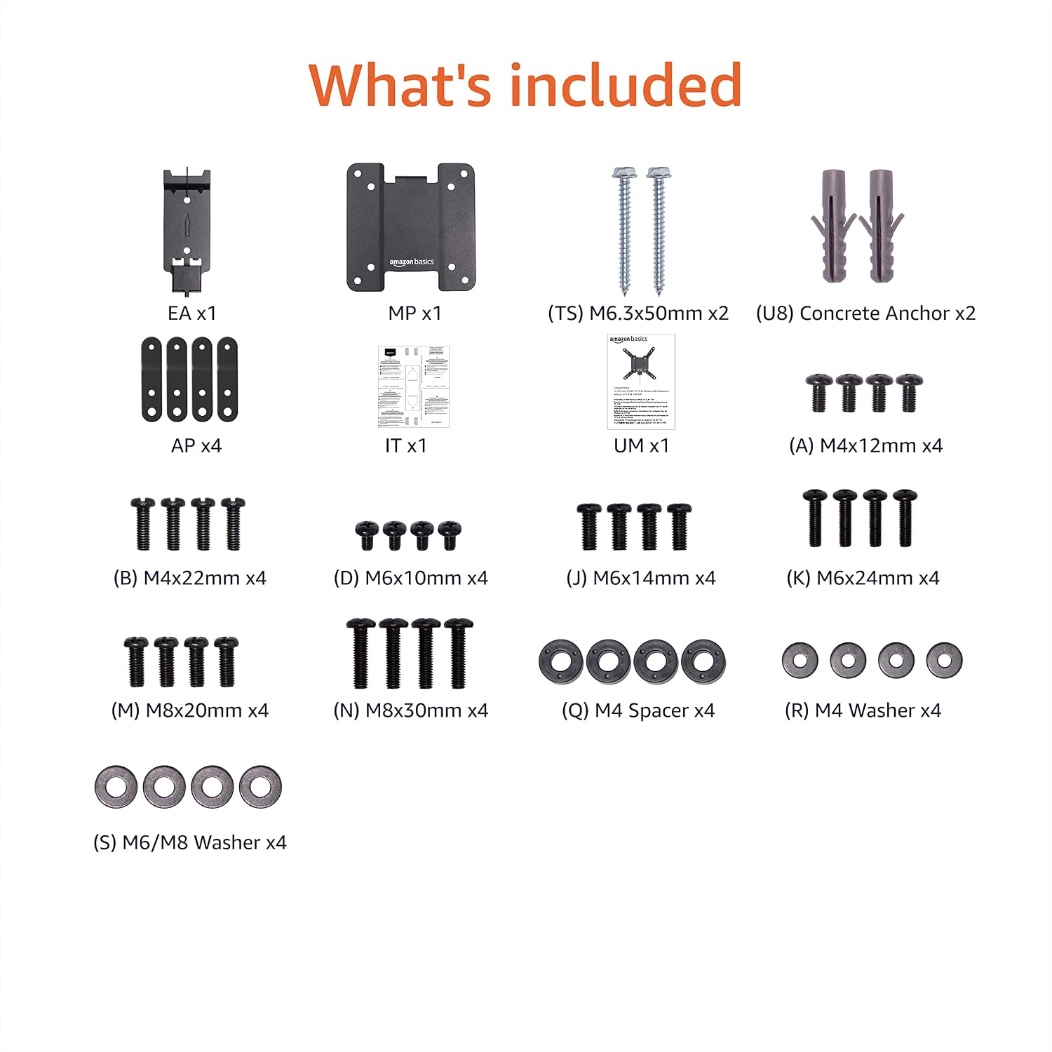 Thumbnail 6 de Amazon Basics Support mural fixe pour téléviseur 12–40 pouces, VESA 200×200 mm, noir