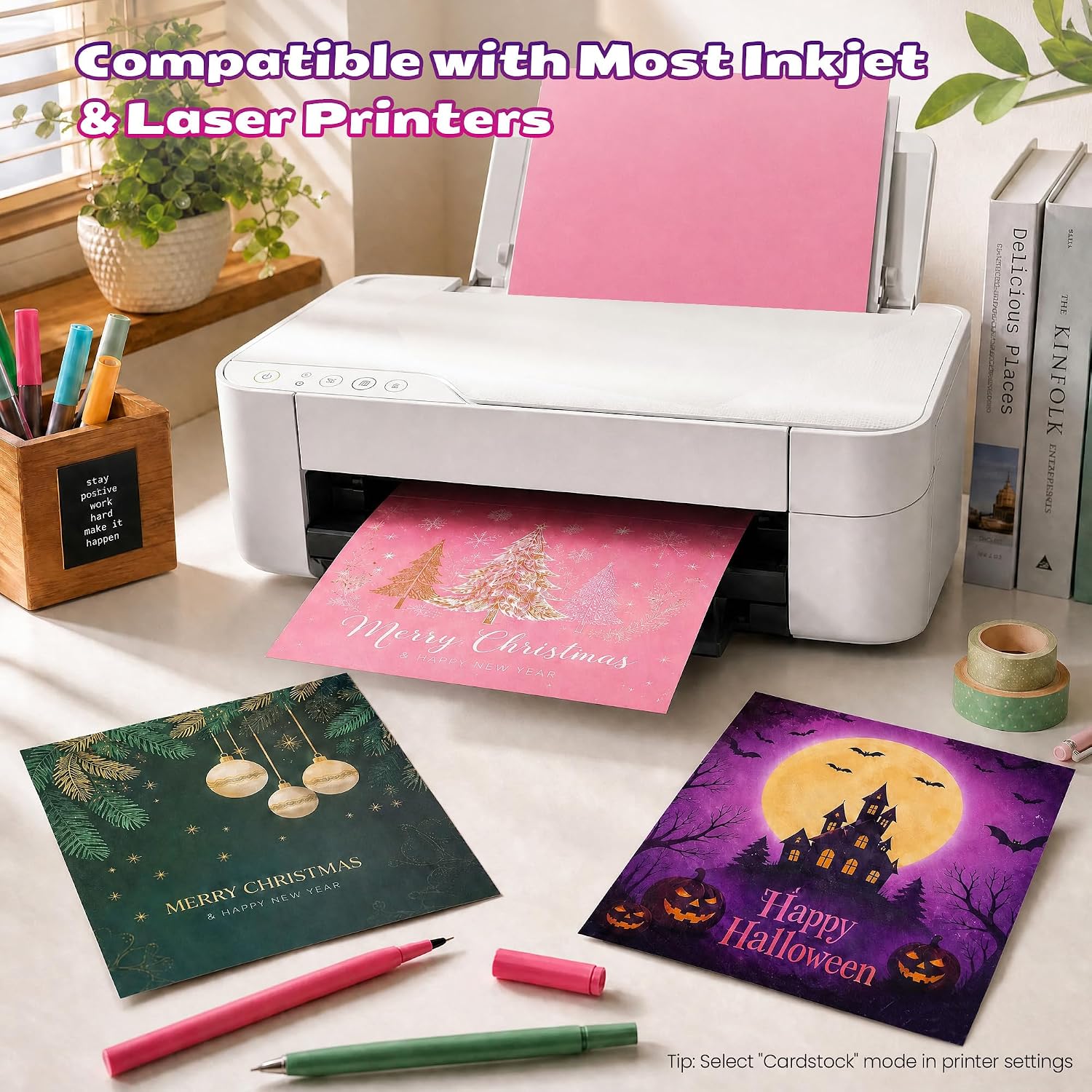 Detalle 2 de LOTWOW 300-Sheet Colored Cardstock, 8.5 x 11 Inches, 50 Colors, 180 GSM