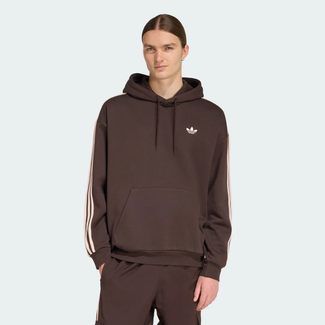 Detalle de Sudadera con capucha Adidas Adicolor Classics 3 Stripes – Marrón