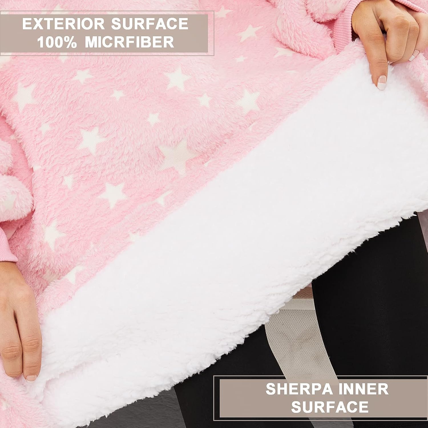 Detalle 1 de THREE POODLE Wearable Blanket Hoodie, Sherpa Fleece