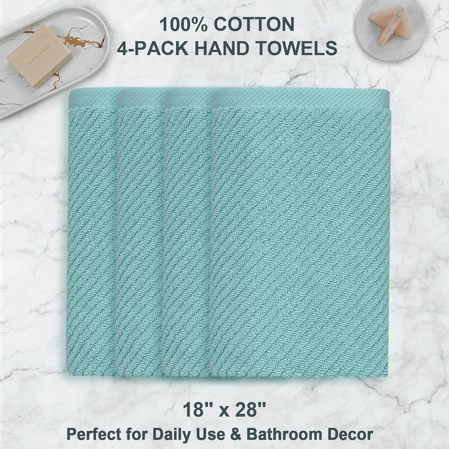 Thumbnail 3 de Teal 4-Piece Hand Towel Set 18x28
