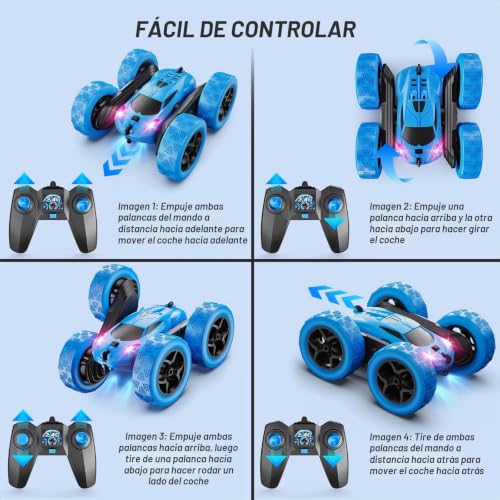 Detalle 2 de QUNREDA Coche Teledirigido 4WD con Baterías Modulares y Luces LED – Azul