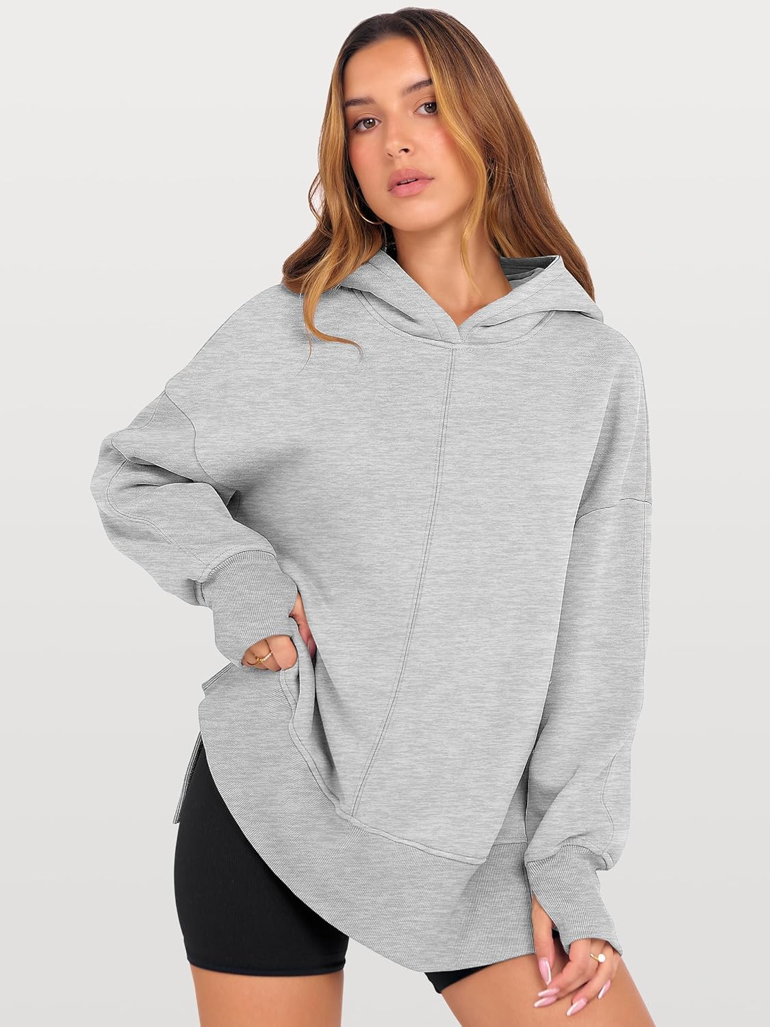 Thumbnail 1 de ANRABESS Womens Oversized Hoodie side-slit pullover