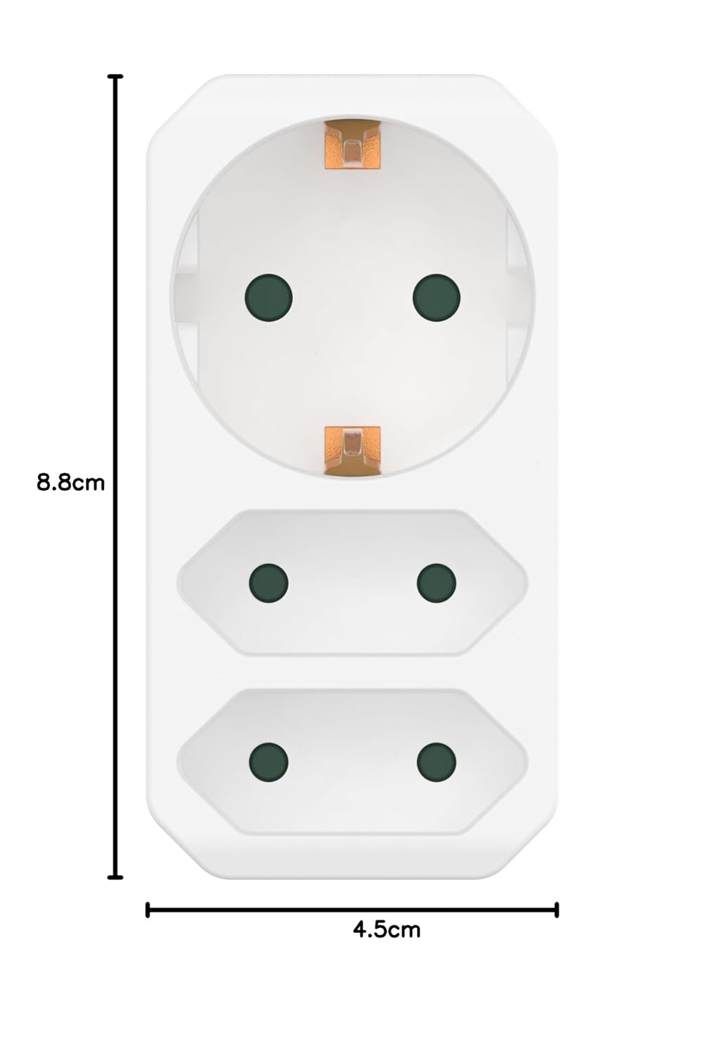 Detalle 1 de benon Set di 2 prese per adattatore bianco con chiusura anti-bambino: multipresa 3 gang (2 Euro + 1 Schuko) fino a 3680 W