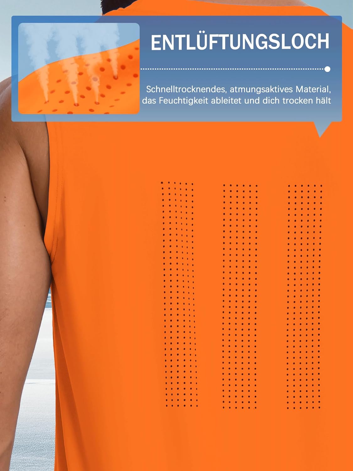 Thumbnail 4 de Men’s UPF 50+ Sun Protection Mesh Back Gym Tank Top with Reflective Strip