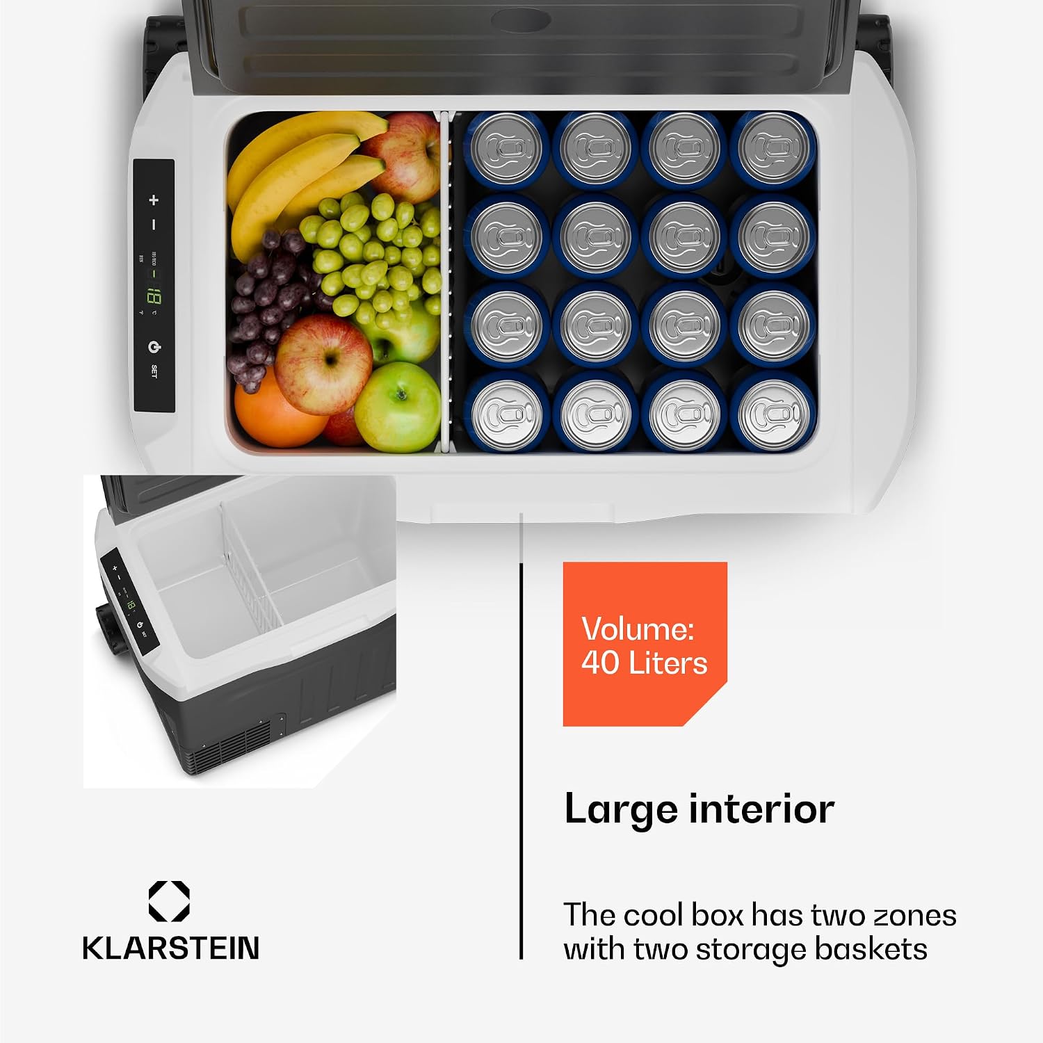 Detalle de Klarstein PolarForce 40L Portable Compressor Cool Box, 12V/230V, -20°C to 20°C