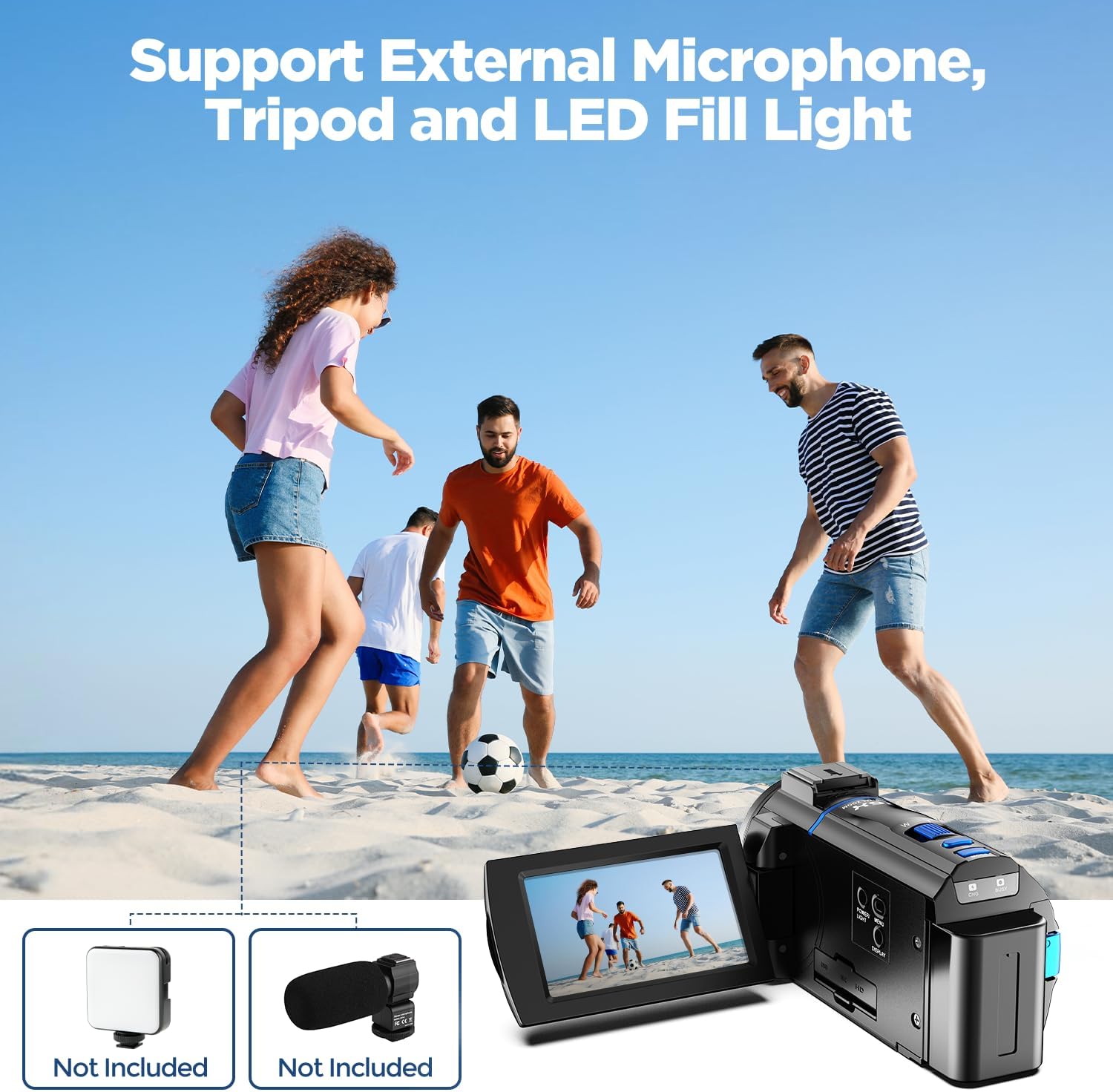 Thumbnail 6 de 4K Camcorder Video Camera (48MP) with 3" 270° Touch Screen, IR Night Vision, 32GB SD Card & Remote