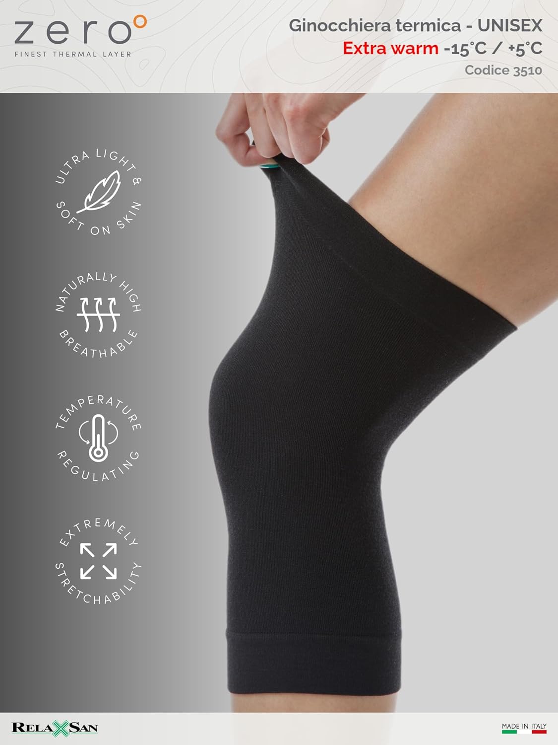 Thumbnail 6 de Relaxsan Zero 3510 Fascia ginocchio termica con lana merino e Dryarn