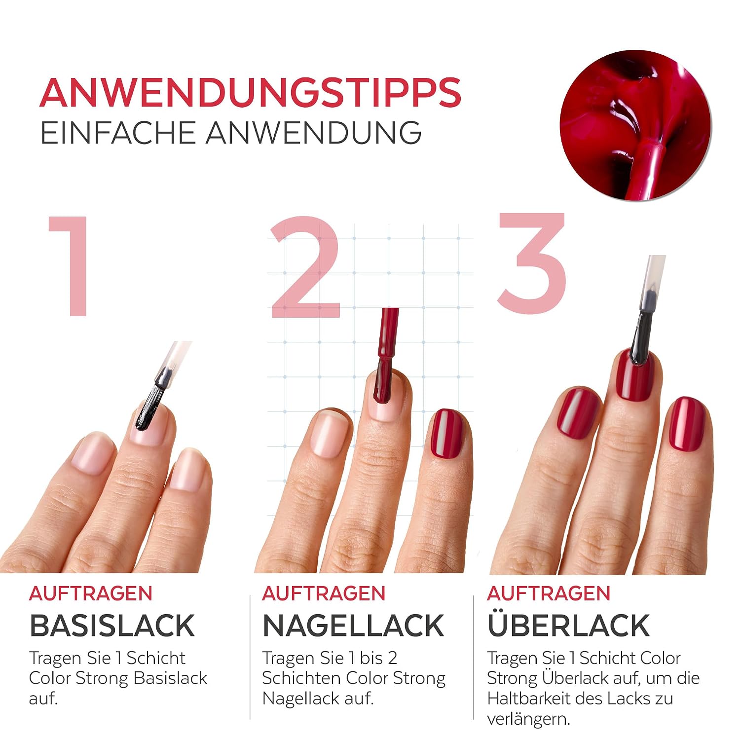 Thumbnail 6 de PODERM Nagelhärter Lack Allurarot – Stärkt und repariert brüchige Nägel, entwickelt von einem Podologen (Schweiz)