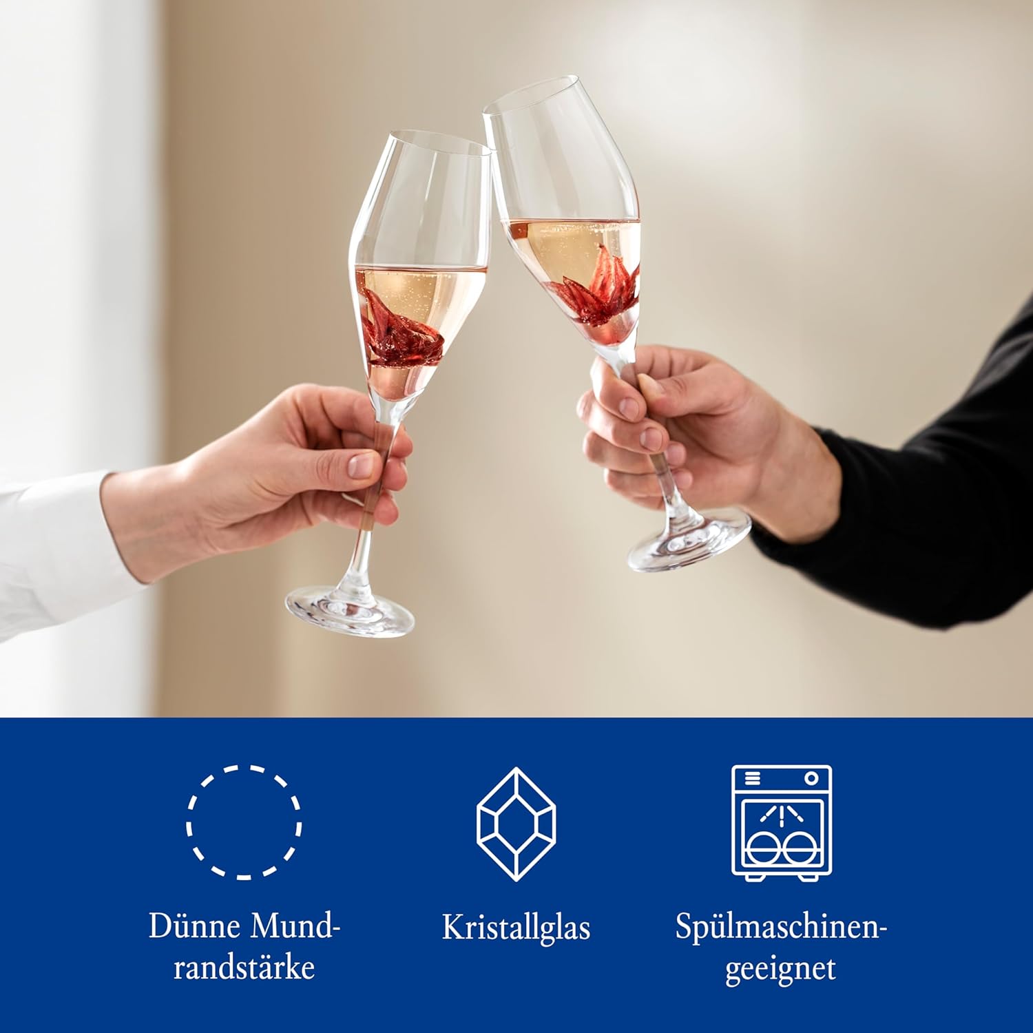 Thumbnail 1 de Villeroy & Boch „La Divina“ Champagnerkelch-Set (4-teilig) aus transparentem Kristallglas – für Champagner, Sekt & Crémant