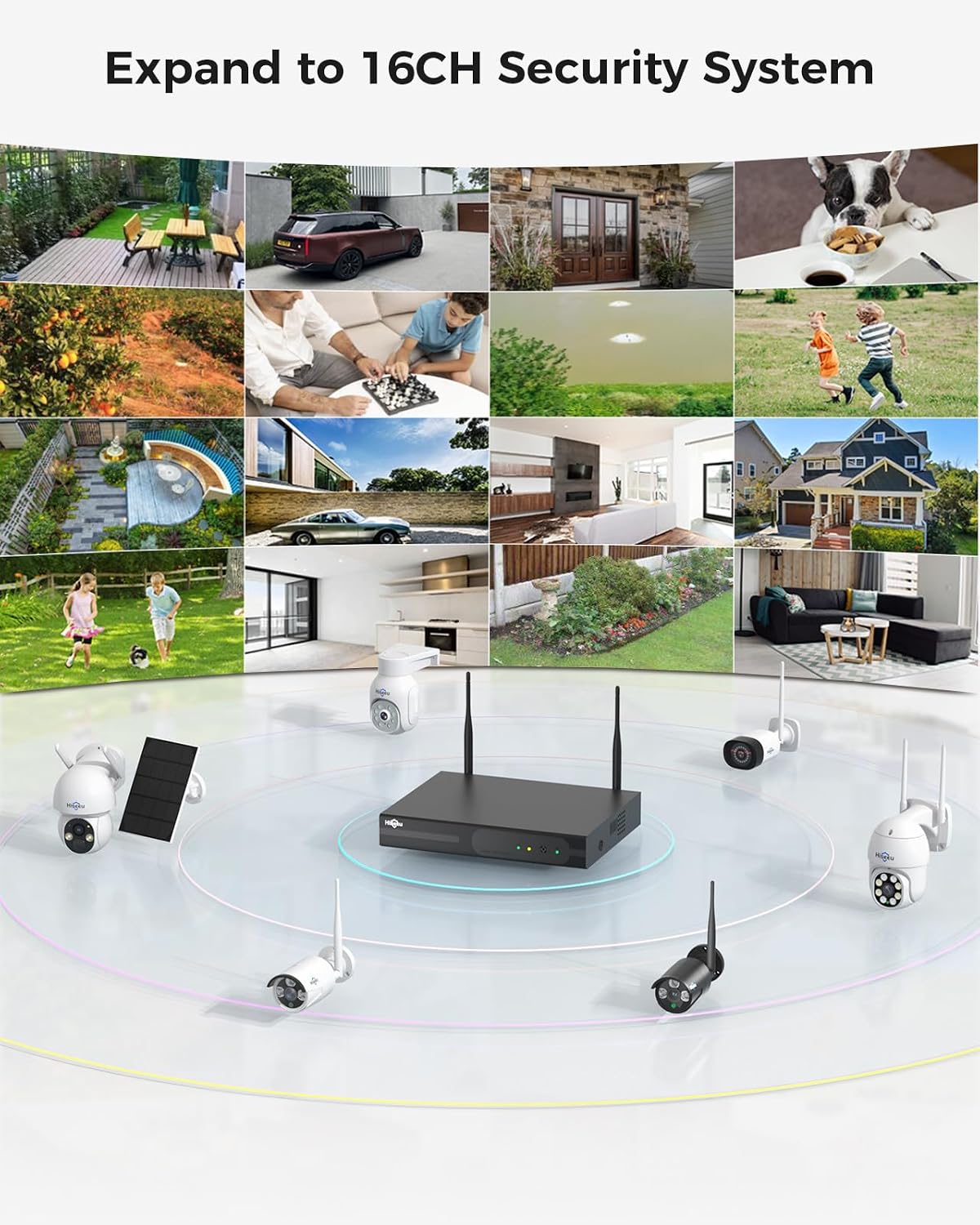 Thumbnail 3 de Hiseeu 8-Camera Wireless Security Camera System with 5MP HD, No Monthly Fees, 3TB HDD, IP66 Weatherproof
