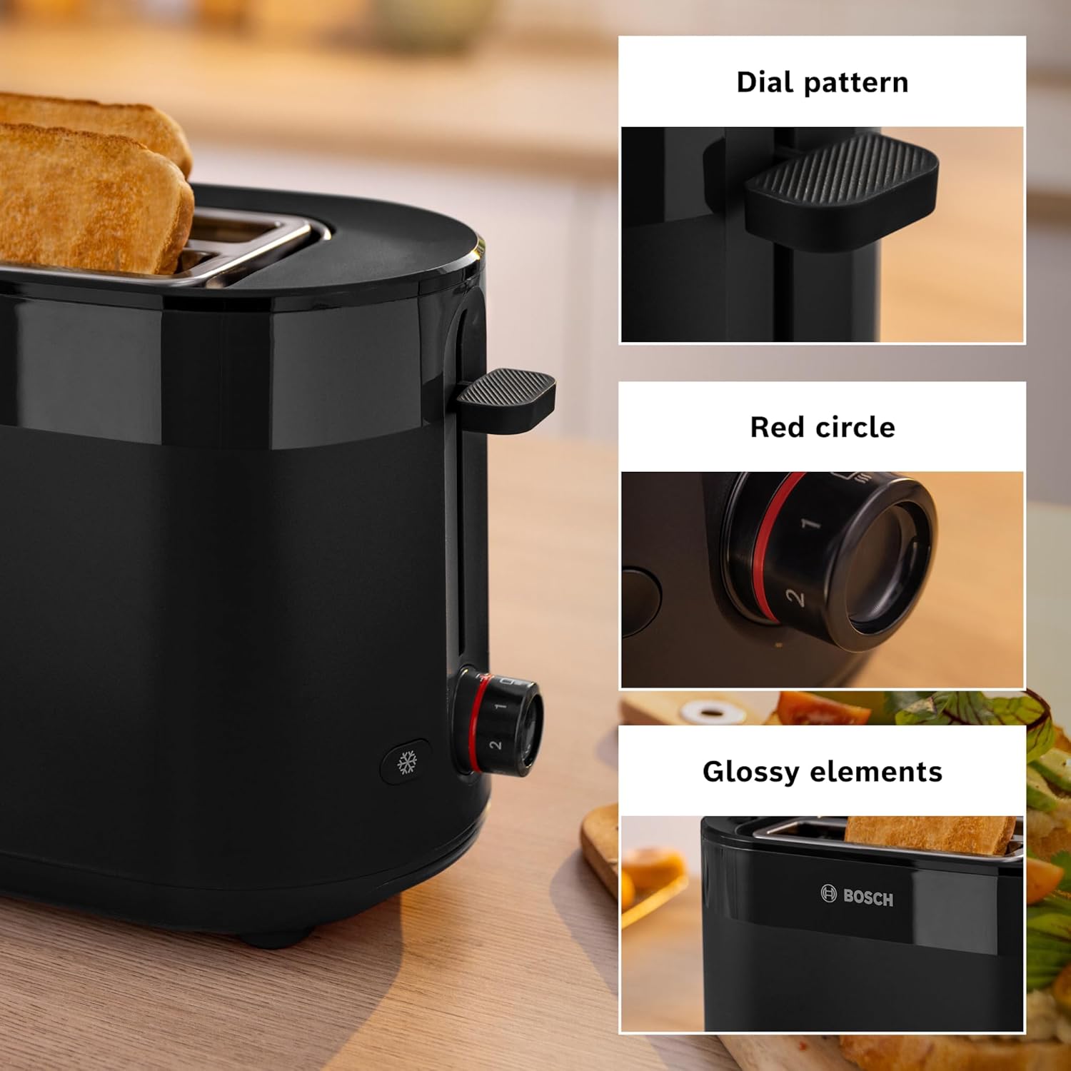 Thumbnail 6 de Bosch MyMoment Delight TAT2M123GB – Compact 2-Slice Toaster with Bun Warmer