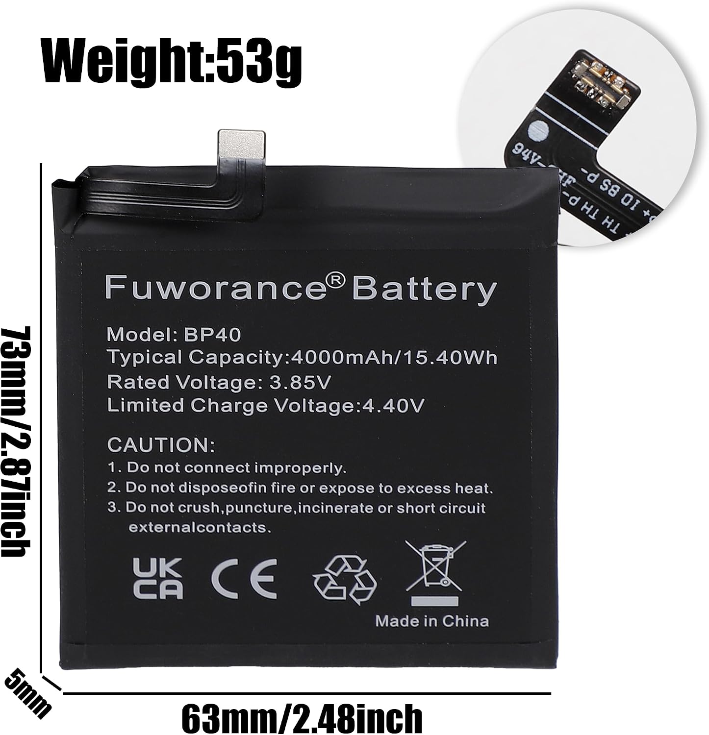 Detalle de Fuworance 4000mAh BP40 Replacement Battery for Xiaomi Mi 9T Pro / Redmi K20 Pro