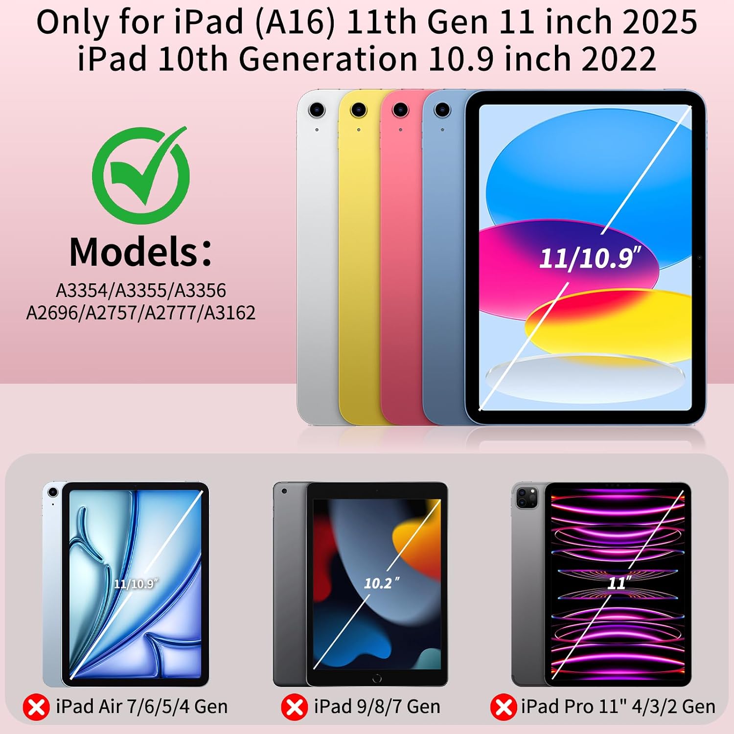 Detalle de aoub Case for iPad 11th Generation 2025 (A16) / 10th Generation 2022: Protective TPU Case with Pencil Holder